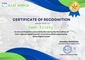 S.I.N. AFRICA 2023 CERTIFICATE OF RECOGNITION